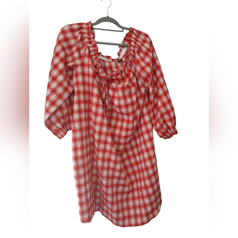 Red Plaid Off The Shoulder Dress